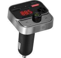 CONNECT IT InCarz Bezdrátový FM transmitter, 2x USB-A + 1x USB-C, Stříbrno-černá