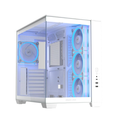 ASUS Case A32 PLUS TG ARGB, ATX, Průhledná bočnice, 4x 120mm ARGB Fan, Bílá