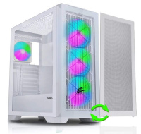 EVOLVEO Ptero Q2W+, 2x čelní panel - sklo /mřížka, case ATX, bílá, 4x ARGB Ventilátor