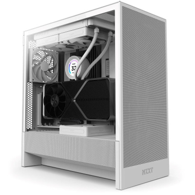NZXT skříň H5 Flow edition / 2x120 mm fan / USB 3.0 / USB-C 3.1 / průhledná bočnice / mesh panel / bílá