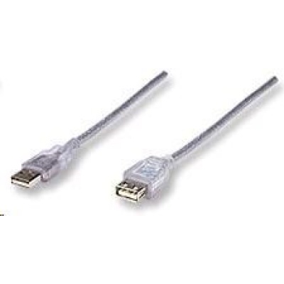 MANHATTAN Kabel USB 2.0 A-A prodlužovací 1,8m (stříbrný)