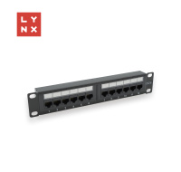 LYNX 10" patch panel 12-port, UTP Cat6, 50µ, nestíněný, černý