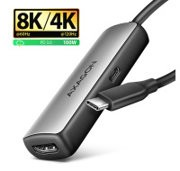 AXAGON RVC-HI8KPD, USB-C -> HDMI 2.1 redukce / adaptér, 8K/60Hz, 4K/144Hz, HDR10+, PD100W