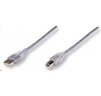 MANHATTAN Kabel USB 2.0 A-B propojovací 3m (stříbrný)