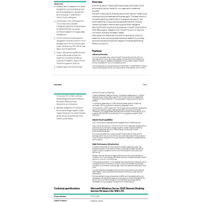 HPE Windows Server 2025 Remote Desktop Service 50 Users CAL