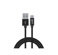 WG - Datový kabel Micro USB na USB-A, 1 metr, s prodlouženým konektorem, černá