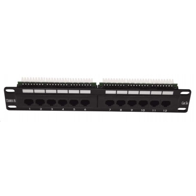 10" Patch panel LEXI-Net 12port, UTP, Cat5E, duální svorkovnice, černý