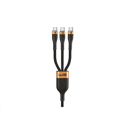 WG - Datový kabel 3v1 Type-C na 3x Type-C, 90 cm, 100 W + 15 W + 15 W, černá