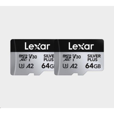 Lexar microSDXC Silver Plus 1066x UHS-I/U3/A2/4K R205/W100 (V30) 64GB - 2pack