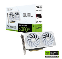 ASUS VGA NVIDIA GeForce RTX 5060 Ti DUAL OC 16G WHITE, 16GB GDDR7, 3xDP, 1xHDMI