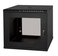 LEXI-Net 19" nástěnný rozvaděč Basic 9U 525x450, skleněné dveře, bez zad, rozložený, černý